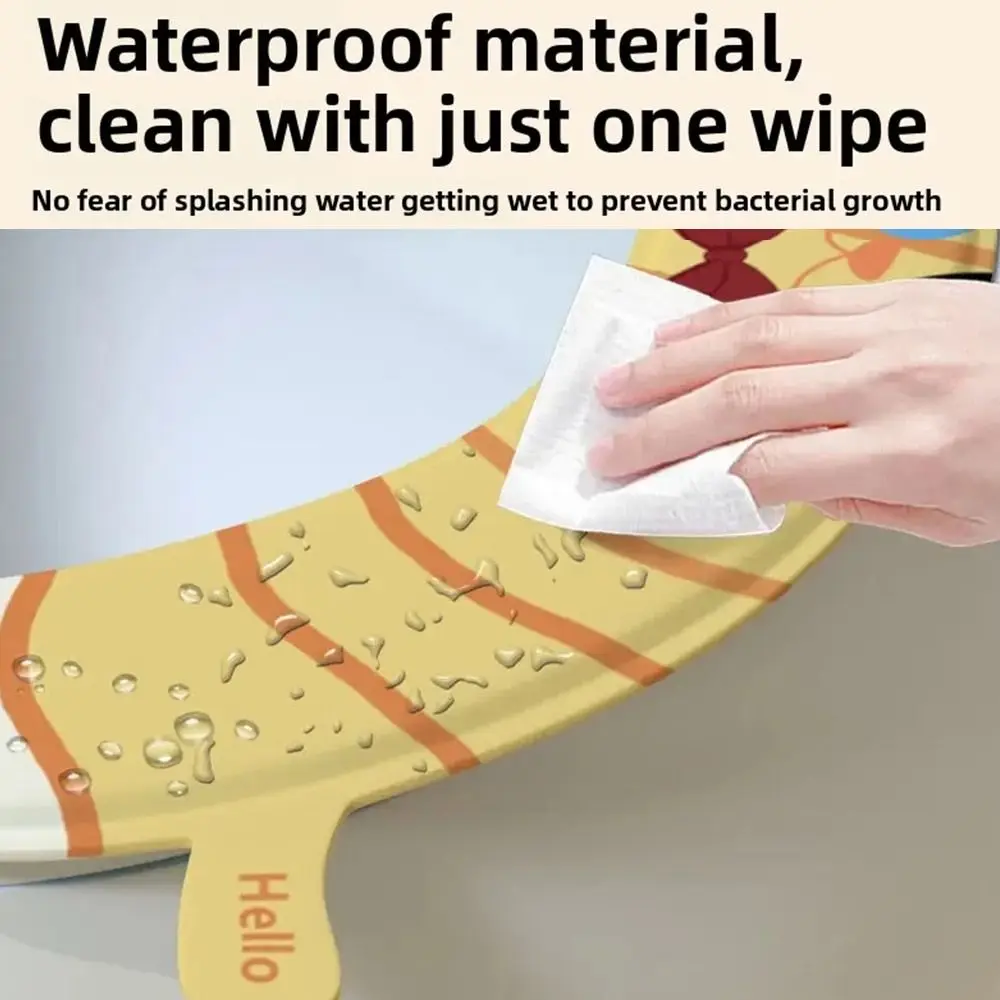 2Pcs/set Durable Reusable Toilet Mat Waterproof Universal Toilet Sticker Cartoon Adhesive with Handle Toilet Seat Covers