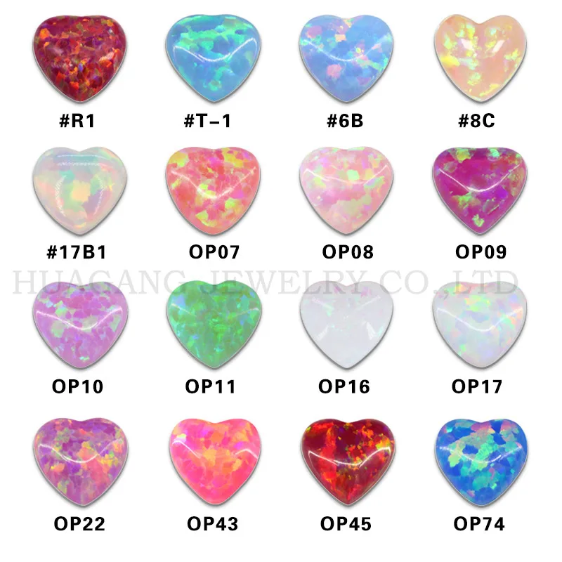 Opal Multicolor Heart Synthetic Loose Stones Round Shape Base Cabochon Created Opal Beads Semi-Precious Stones For Jewelry