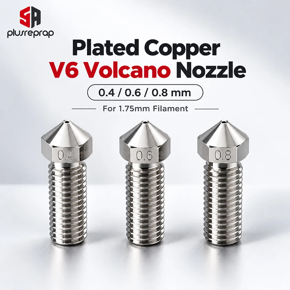 Plated Copper V6 Volcano Nozzle Durable Non-stick High Performance M6 Thread Nozzle 3D Printers For Volcano Hotend Exruder
