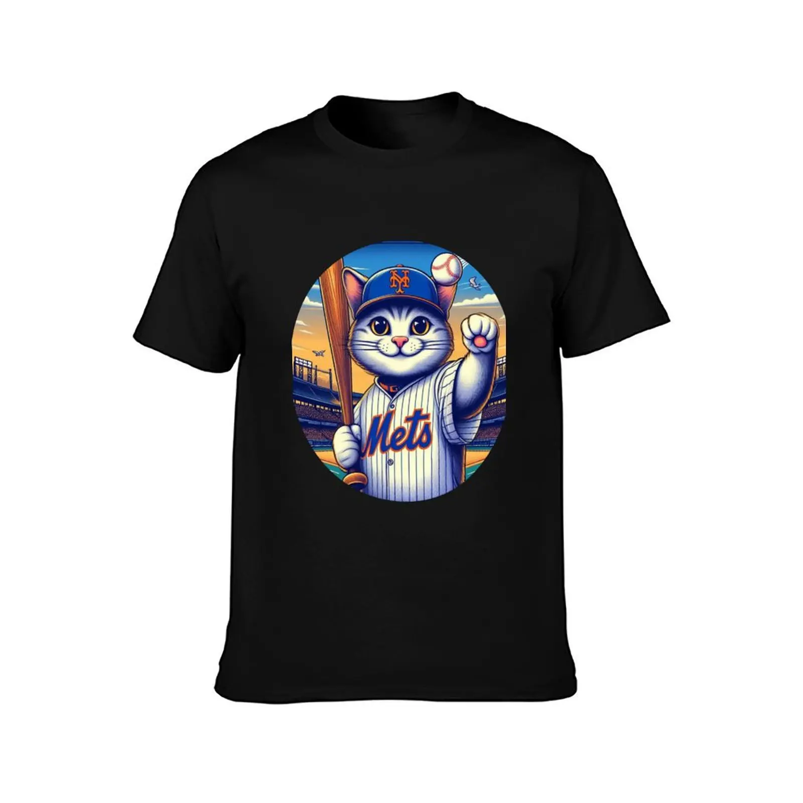 NY Mets Cat T-Shirt summer tops oversizeds basketball graphic tees men t shirts