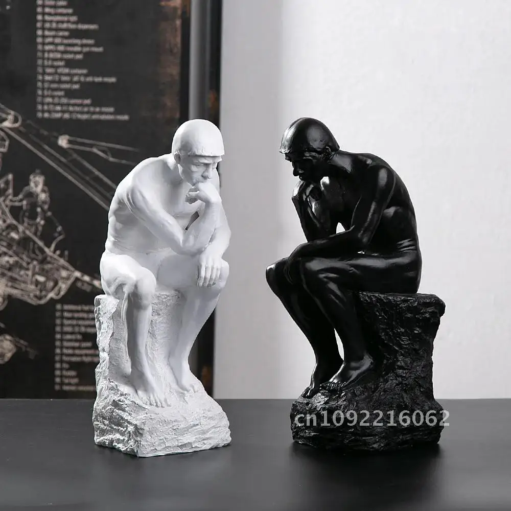 

Decor The Thinker Statue Resin Creative Figure Contemplator Room Home Study Living Room Sculpture Rodin’s Office Decoration