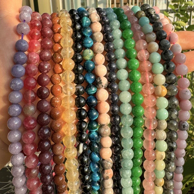 Natural Stone Beads Rose Quartzs Crystal Tiger Eye Lava Lapis Lazuli Turquoises Agates Beads For Jewelry Making 4 6 8 10mm 15