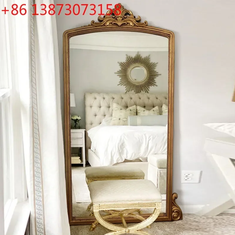 French retro full-body mirror European carved full-length mirror Home clothing store fitting mirror