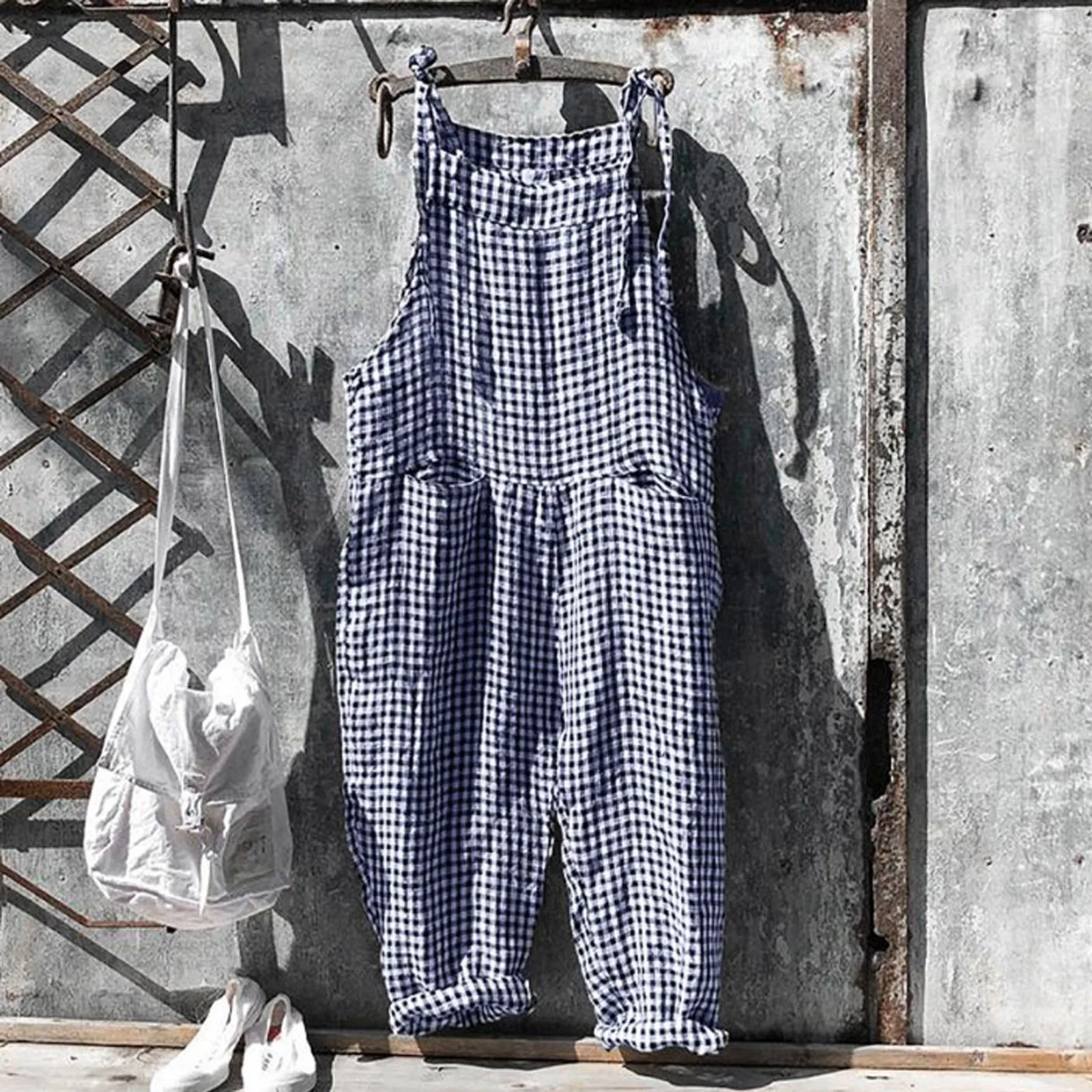 Monos largos holgados con bolsillos a rayas para mujer, ropa informal a la moda, traje de vacaciones, verano, 2024