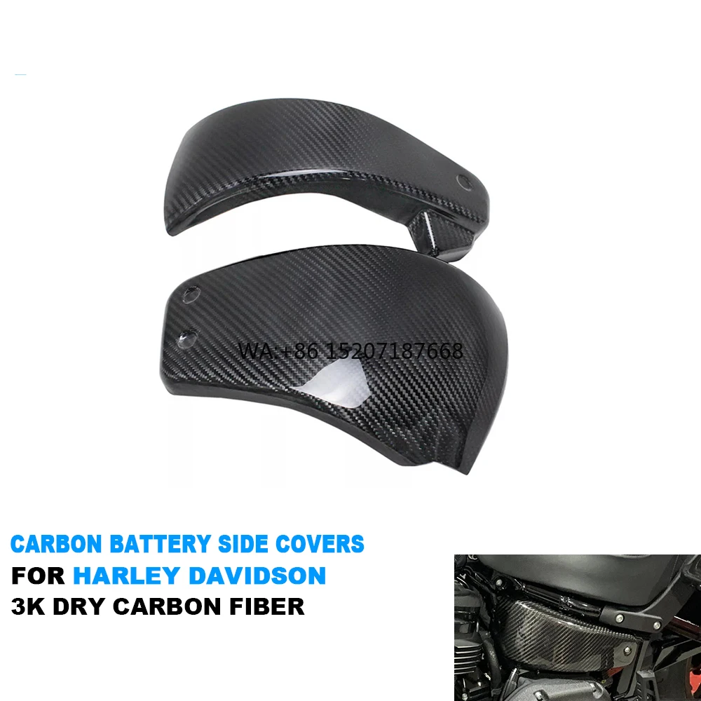 

AKOSO 3K сухие боковые крышки для аккумуляторов из углеродного волокна для Harley Davidson Softail Street Bob Low Rider S ST FXST FLHCS 2018+