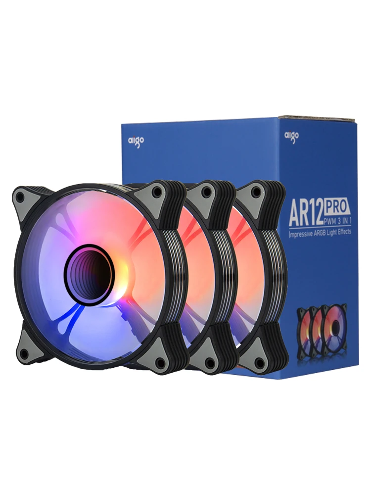 Aigo AR12PRO Wentylator obudowy komputera Ventoinha PC 120mm Wentylator RGB 4pin PWM Wentylator chłodzący procesor 3pin5v Nieograniczona przestrzeń Argb 12cm Ventilador — zdjęcie 2