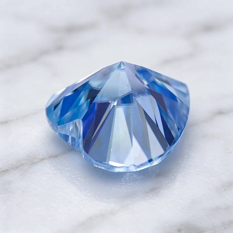 Moissanit-Stein in Eisblauer Farbe, Herzschliff, Laborgezüchteter Edelstein für DIY-Charms und Schmuckherstellung, Besteht Diamanttester mit Zertifikat – Detail 2