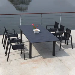 Simple leisure tables and chairs outdoor garden courtyard aluminum alloy telescopic tables open-air dining tables and chairs