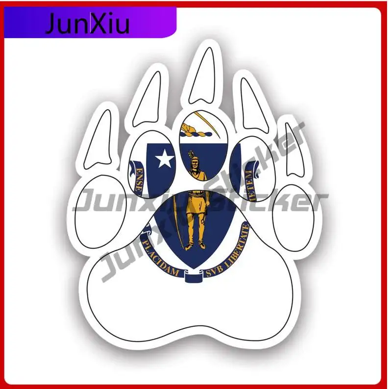 

Massachusetts State Bear Print Shaped Sticker Uv Protected Grizzly Track Tracks Polar Explore Hiking Camping Car Sticker Vinyl
