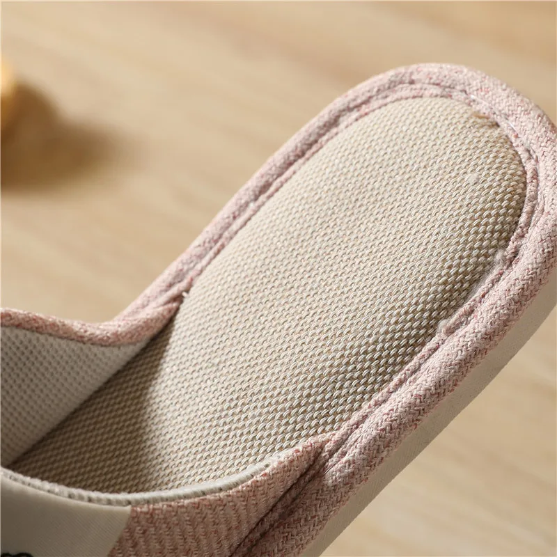 2024 All Seasons Women\'s Slippers Comfortable Cotton Linen Open Toe Slippers Soft Flats Silent Home Shoes Couple Hemp Slippers