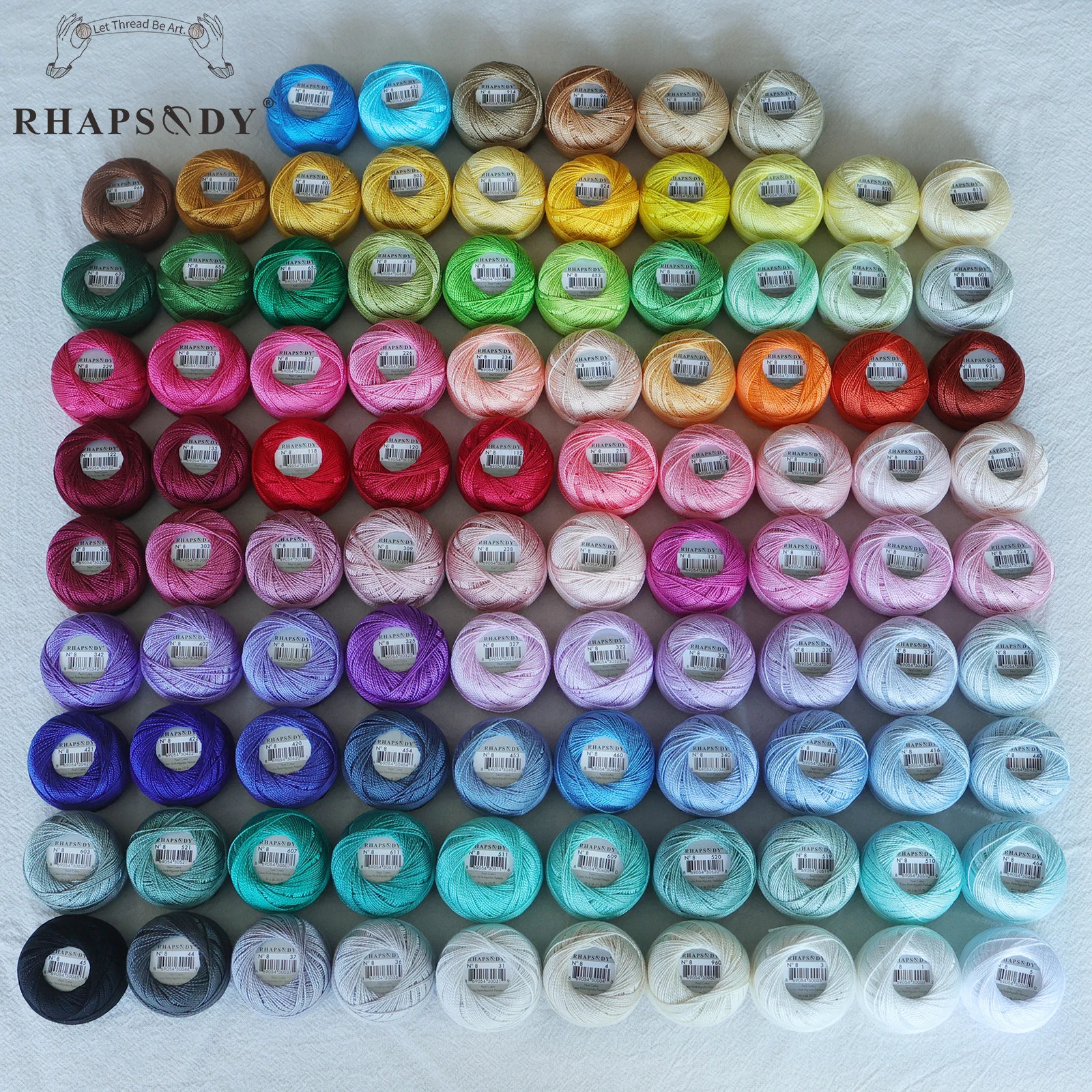 Rhapsody Size #8 Pearl Cotton Crochet Thread Double Mercerized Long Staple Egyptian Cotton DM*C 160 Colors Available