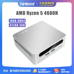 Ninkear N4 MINI PC AMD Ryzen 5 4600H do 4.2 GHz 16GB DDR4 + 512GB SSD WiFi 6 BT 5.2 wsparcie 8K trzy ekrany okna 11