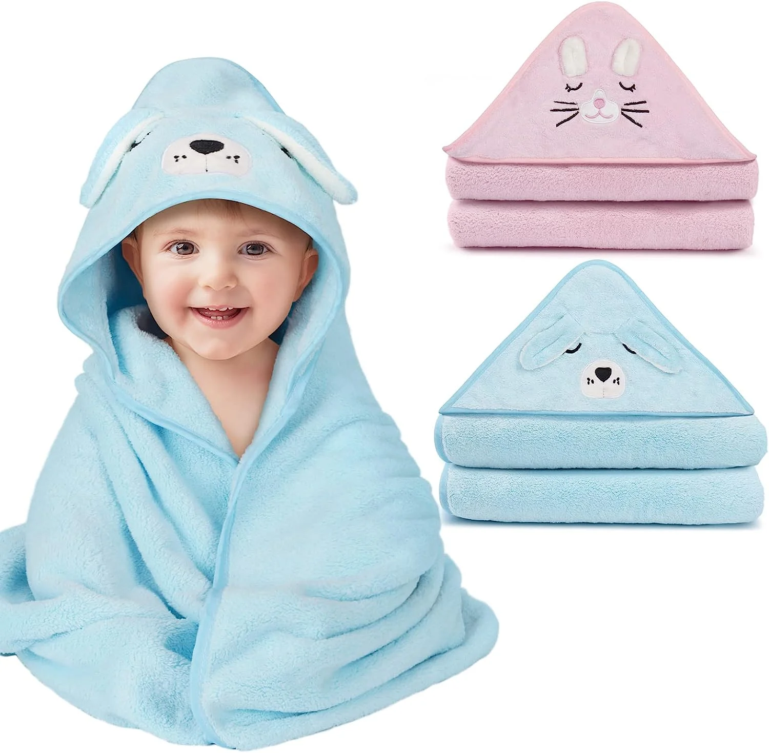 2 Pack Bamboo Hooded Baby Towel Premium Soft Bath Towel for Bathtub for Babie Natural Baby Stuff Towel for Boy and Girl