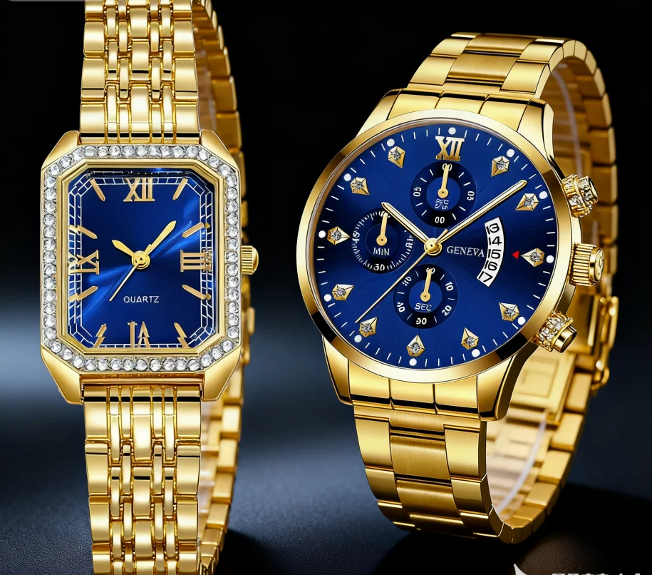 ساعة كوارتز جديدة وسيم وعصرية للزوجين، مجموعة أزياء من خليط معدني للارتداء اليومي وحفلات أعياد الميلاد وعيد الميلاد وعيد الميلاد