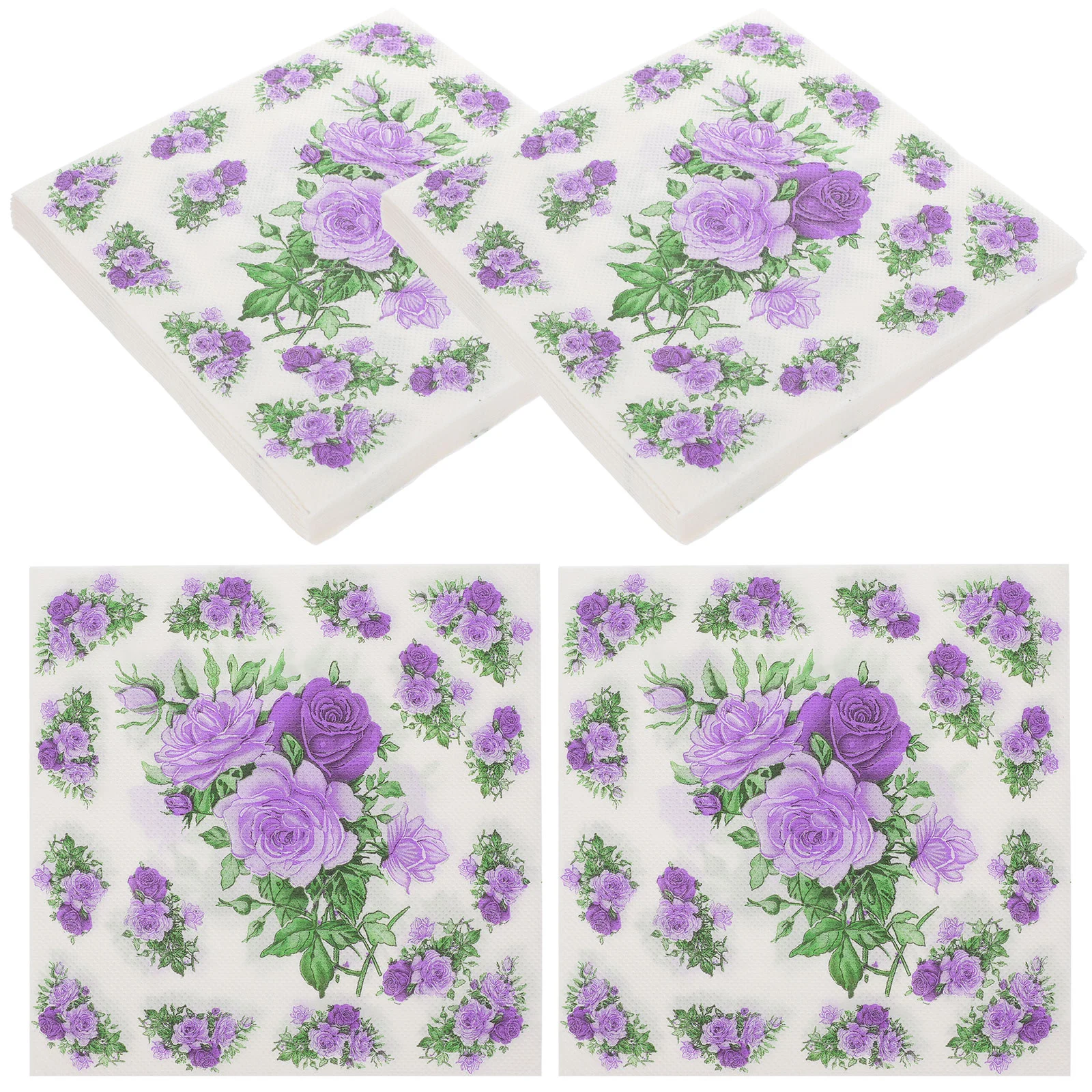 

100 Sheets Flower Napkin Dinner Party Napkins Purple 18g Pure Wood Pulp Paper Wedding Decorations