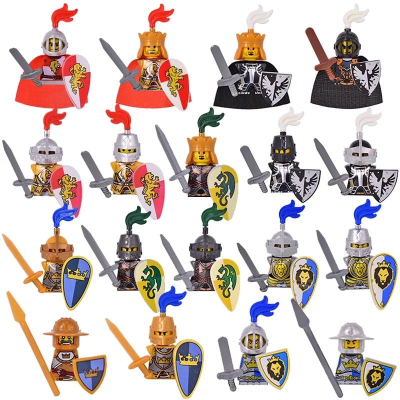 

MOC Medieval Military Infantry Figures Building Blocks Soldier Spartan Warrior Knights Roman Weapons Accessories Toys for kids