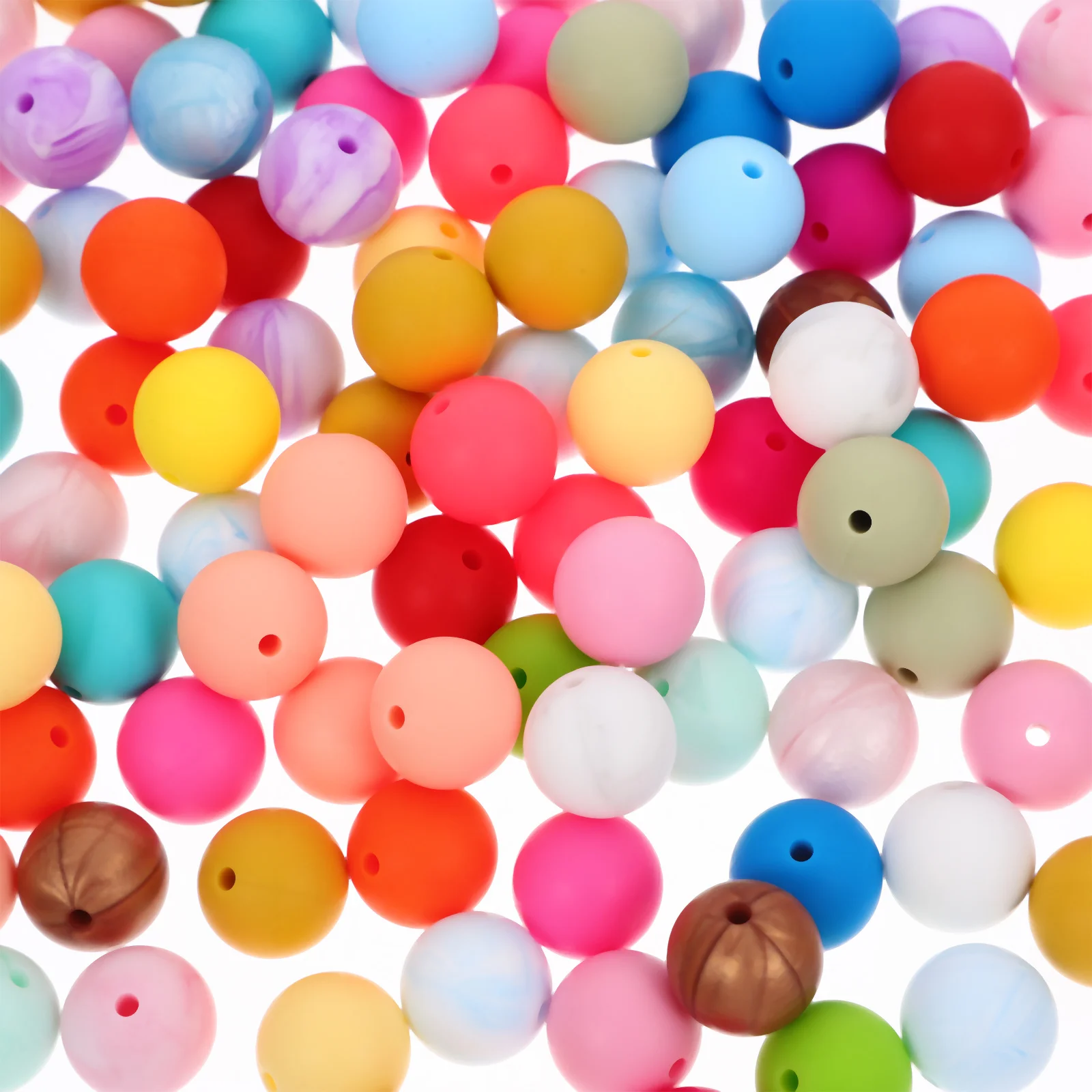 

120Pcs Smooth Comfortable Silicone Beads DIY Jewelry Keychain Necklace Craft Making Silicone Beads Spacer Bead