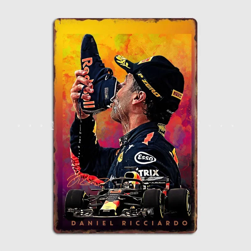 

Formula 1 Racing Driver Daniel Ricciardo Car Driver Retro Poster Metal Sign Garage Club Room Wall Decor Custom Tin Home Decor