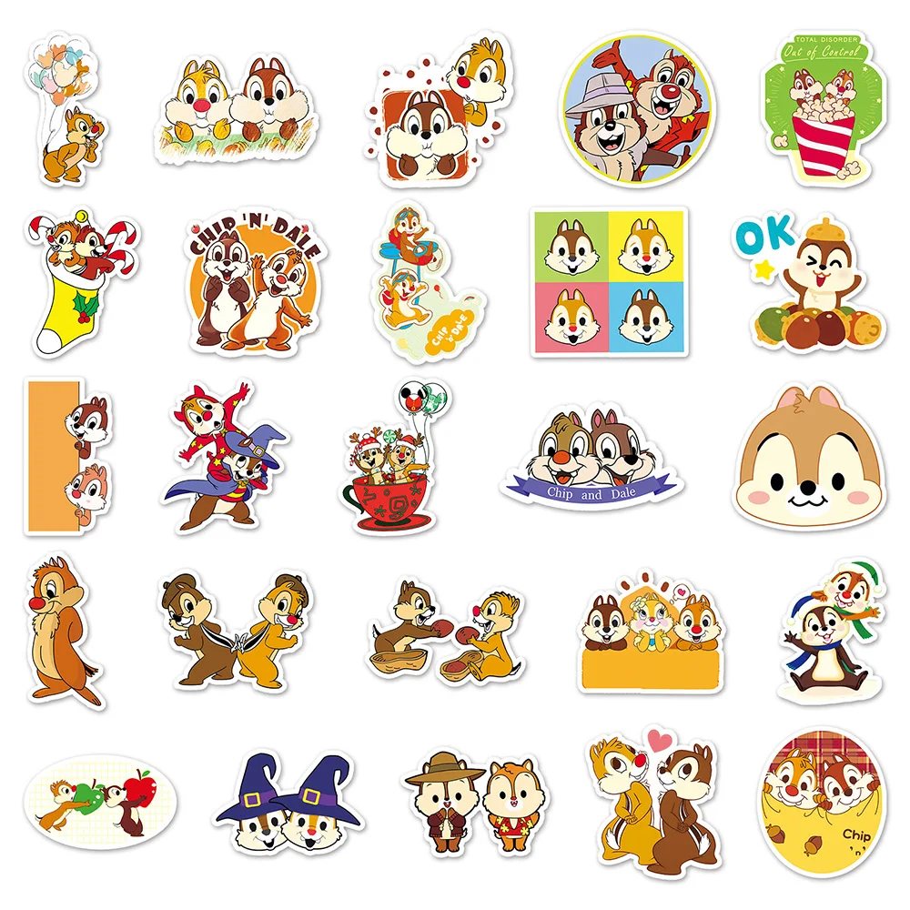 10/30/50pcs Disney Cartoon Chip 'n' Dale Stickers Kawaii Girls Graffiti Fridge Phone Laptop Diary Kids Cute Sticker Toys Decals