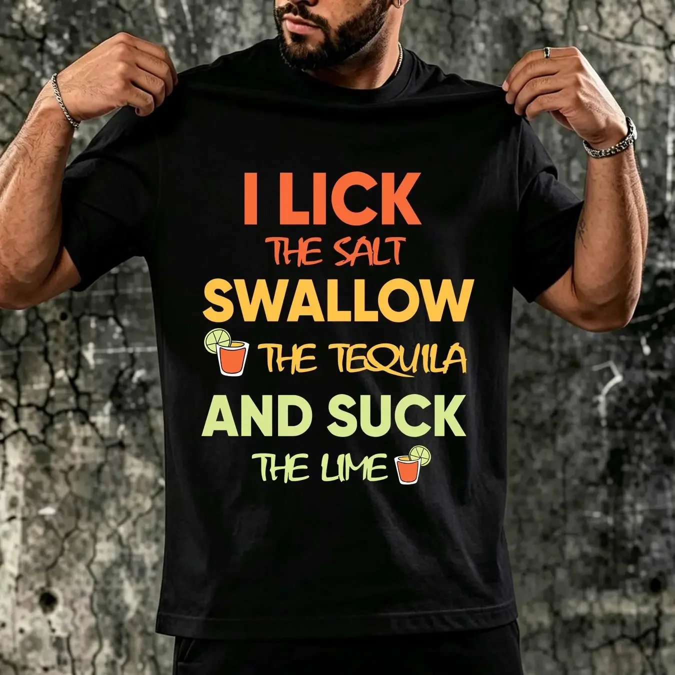 washed T Shirt I Lick The Salt Swallow Tequila And Suck Lime Funny Drinking  vintage Washed Casual graphic Comfortable