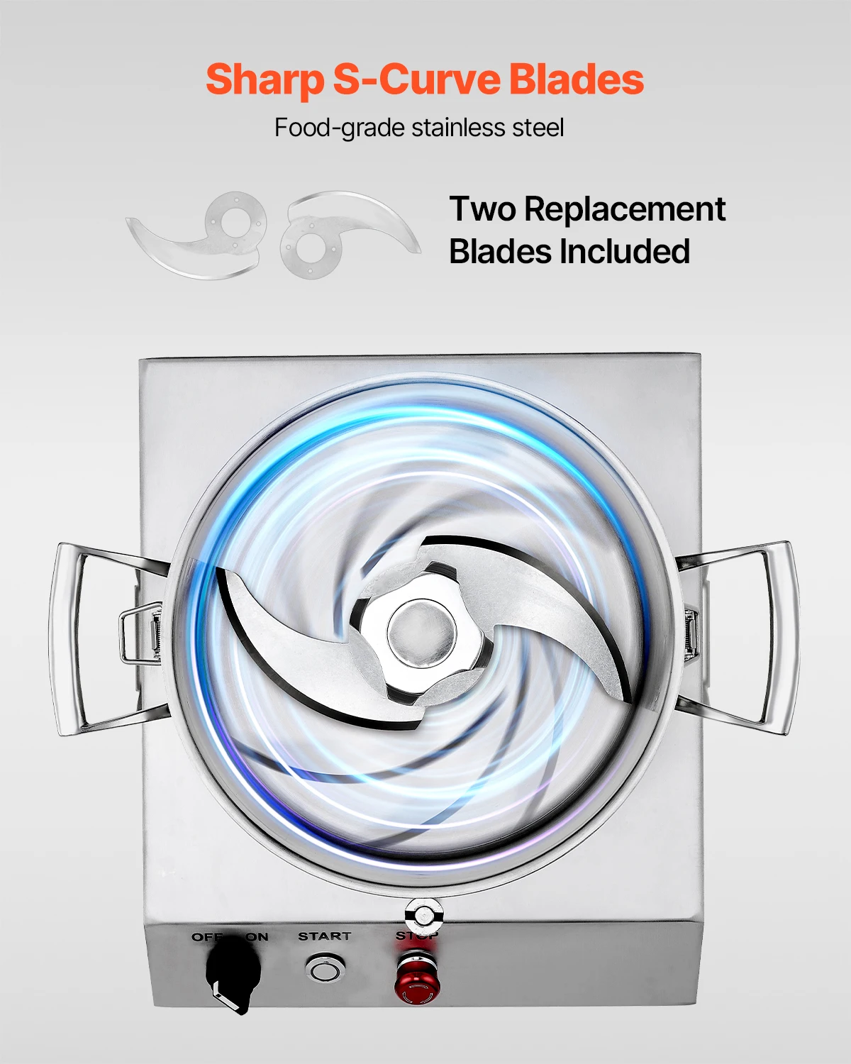 SucceBuy 6 10 15L フードプロセッサー & ベジタブルチョッパー 食品グレードのステンレス鋼フードプロセッサーチョッパー、追加のS字型ブレード2個付き