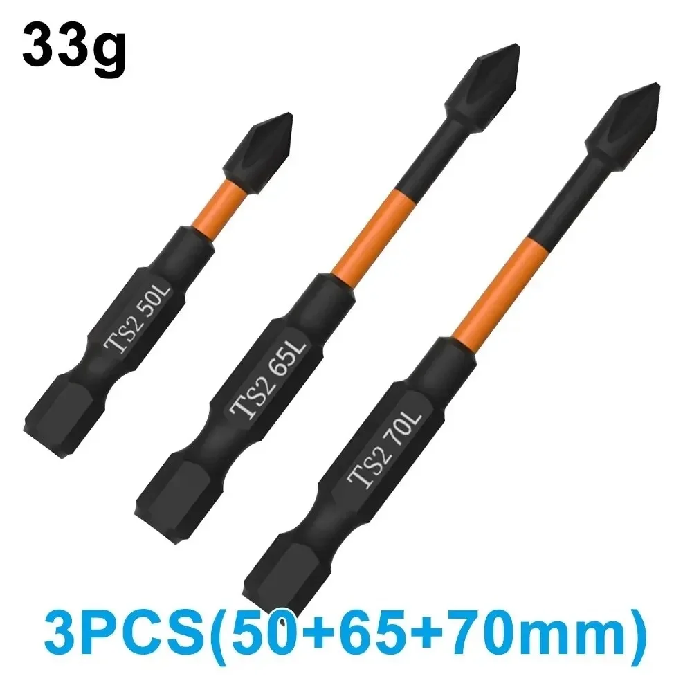

3PCS Orange S2 Impact Strong Anti Slip 50-70mm Electric Hand Drill Cross Screwdriver Bit Electric Tool Accessory Set