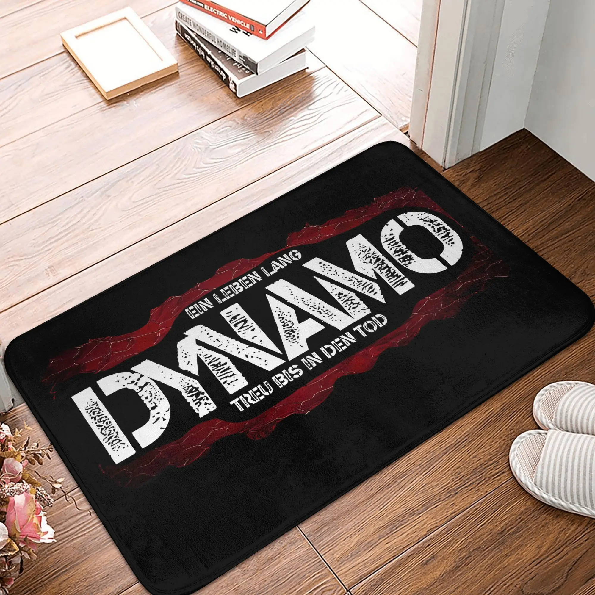 1pc of Flannel Floor Mat, a Festive Gift, BIHHUDU Dynamo Doormat - Featuring The Striking Dynamo Font, Suitable for Home, Office