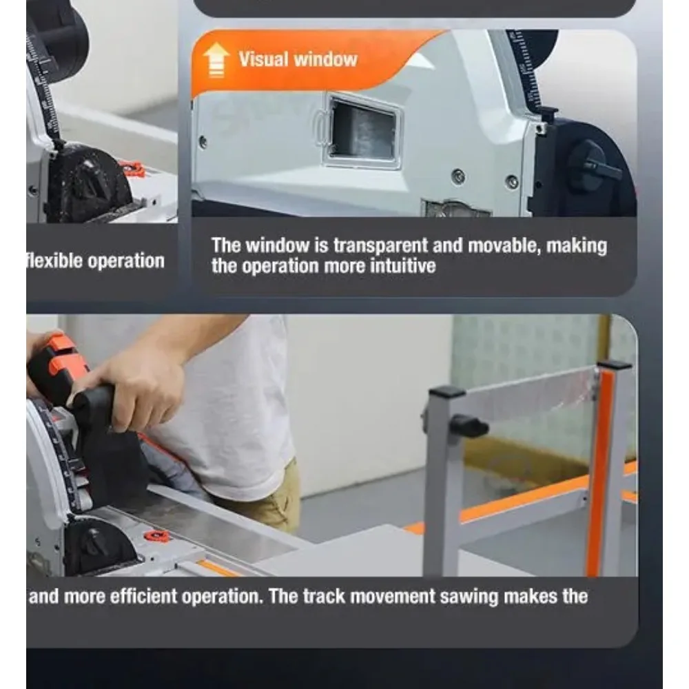 110V JZY SJ-55 Brushless Track Saw Kit 2KW 55mm 6470RPM 6-Speed Plunge Saw for Wood Aluminum – Dust Free Quick Stop