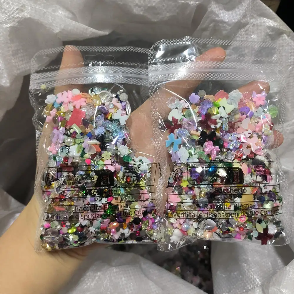 50g/Bag 3D Random Shapes Rhinestons Nail Charms Mixed Bow Flower Gem Bear Nail Art Decorations DIY Crafts Manicure  Accessories