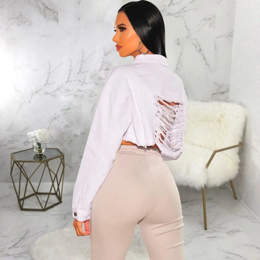 

Сексуальная модная короткая джинсовая куртка SMR11016_1 в европейском и американском стиле для женской повседневной одежды