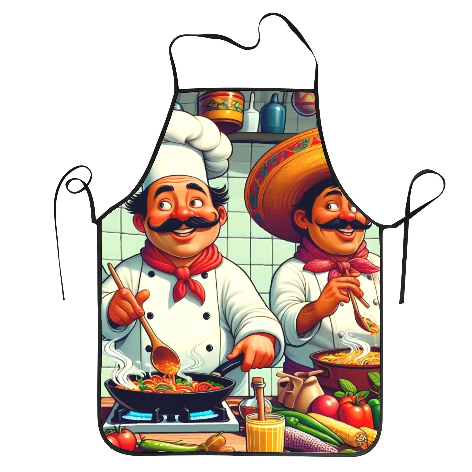 

Three Chefs Cooking Apron Household Barber Kitchen Accessories Restraunt Cute Aprons without Pocket