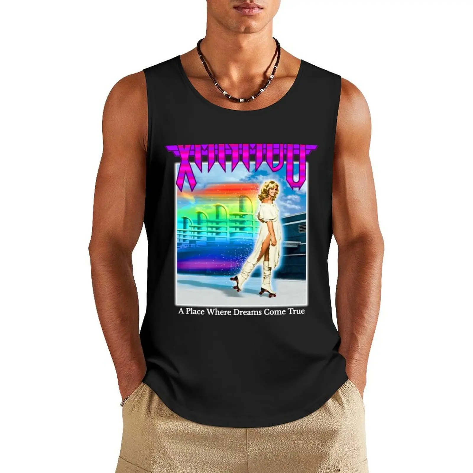 Xanadu (Transparant) Rolschaatsen Tank Top Muscle Fit Gym Shirt Man T-Shirts Voor Heren Gym