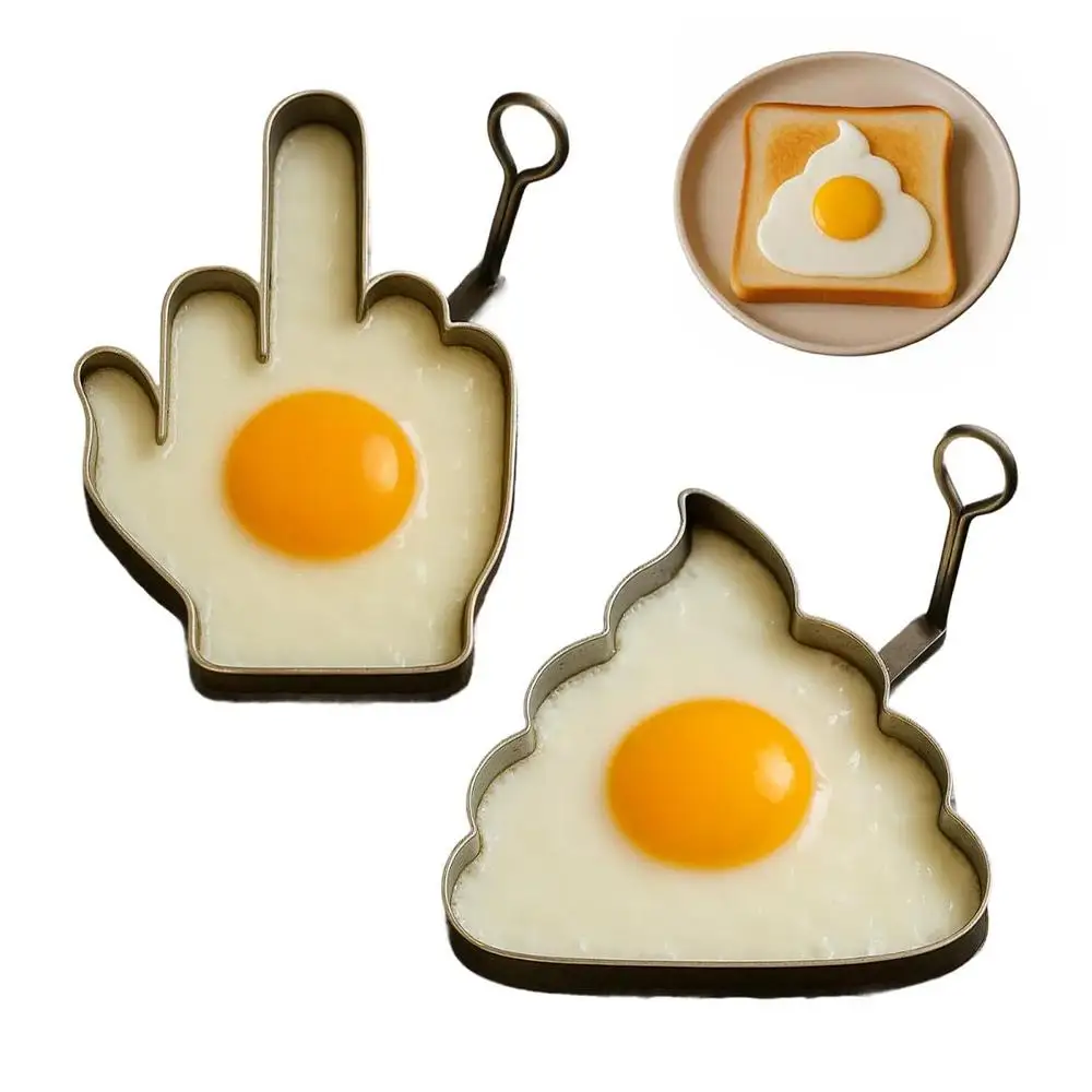 Funny Middle Finger Egg Mold, Stainless Steel Egg Molds, Different Shape Fried Egg Ring Molds for Cooking and Griddle Nonstick