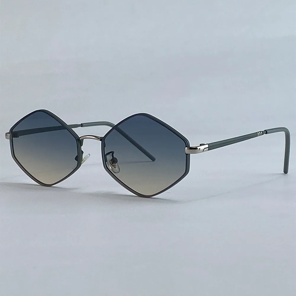 

Vintage Metal Frame Hexagon Sunglasses UV400 Protection Luxury Irregular Sun Glasses Polygon Shades for Women & Men