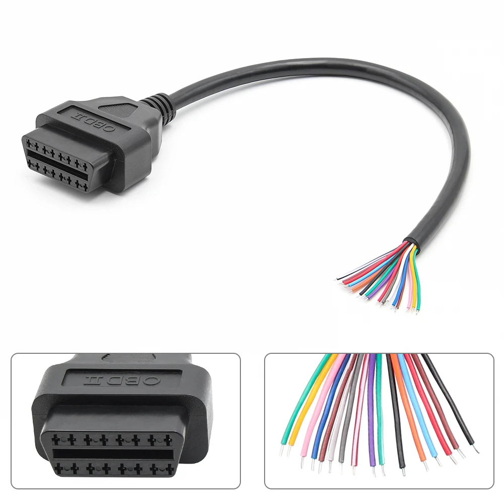 

Кабель-удлинитель OBD2 30 см (штекер/гнездо) для автосканера, 16-контактный диагностический адаптер OBDII