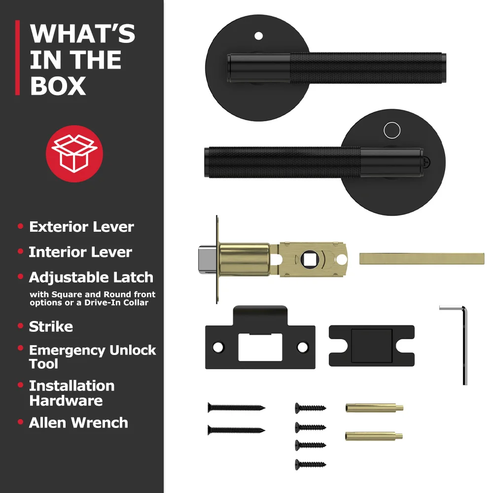 Viladepot Privacy Door Handle Knurled Handle Lever Bedroom Bathroom Passage Door Lock Reversible Keyless