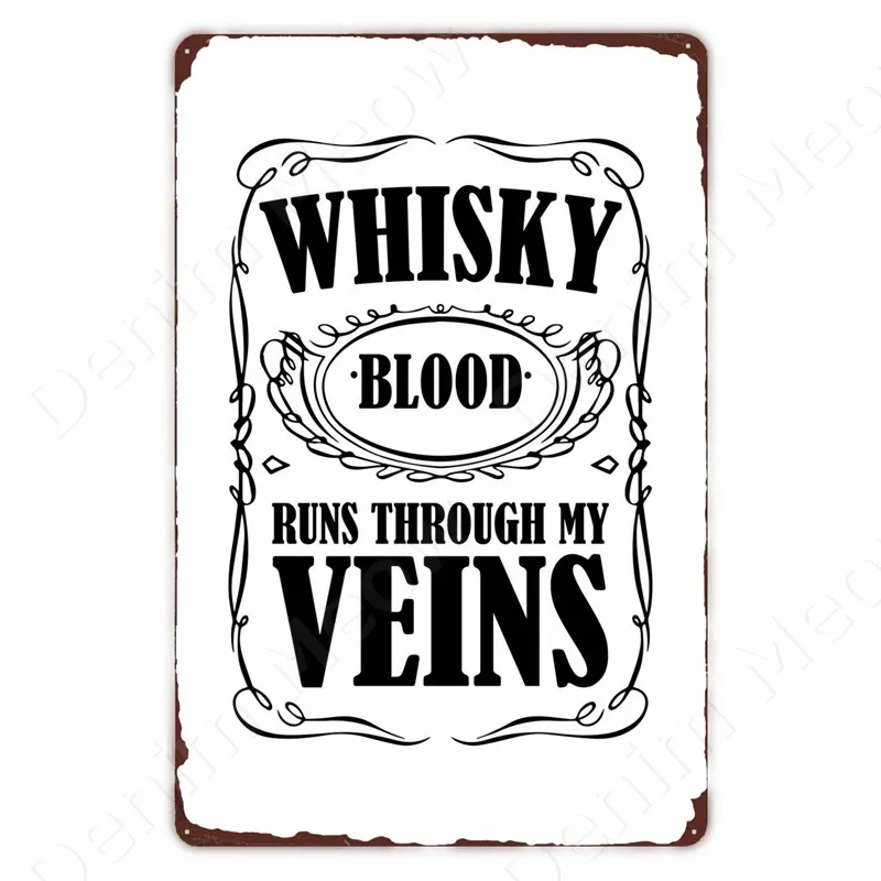 Vintage Whiskey Retro Plaque, Metal Tin Sign, Bourbon Wall Art Prints, Home, Bar, Club, Man Cave, Cigar, Shop Decor, Gift