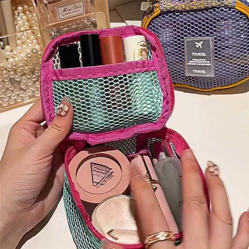 Tofu Bag Mini Cute Coin Purse Large Capacity Mesh Makeup Bag Dopamine Mesh Cloth Women's Bag Color
