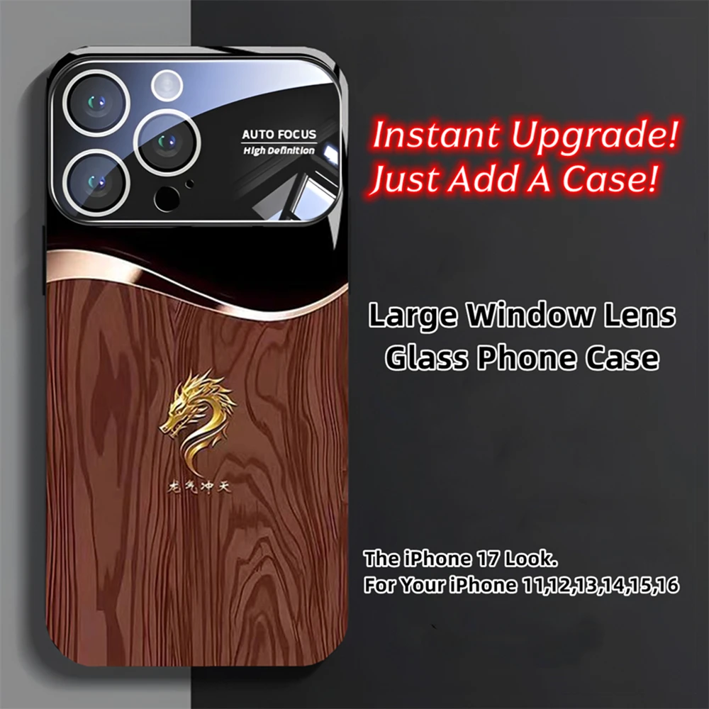 2026 الفاخرة الطباعة نافذة الكاميرا الضخمة الزجاج المقسى جراب هاتف الغطاء الخلفي آيفون الهواء 17 16 15 14 13 12 11 برو ماكس