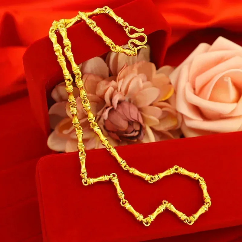 Eldorado Gold  9999 Real Gold 24K Men's Thickened Gold Bamboo Necklace Bone Necklace Gold Jewelry