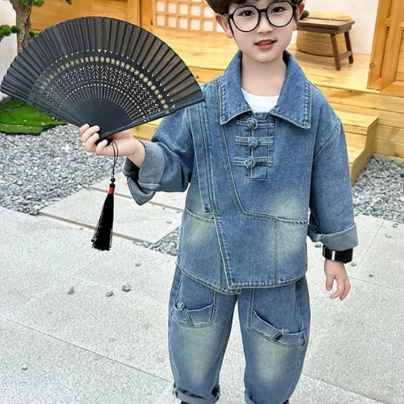 

Boys Coat+Pants Kids Suits 2PCS/Set Cotton 2024 New Jean Spring Autumn Cotton Outfits Teenagers Sport Christmas Gift Children Cl