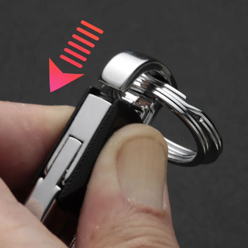 Metal Keychain Car Fob Key Chain Holder Ring Clip with Detachable Valet Anti-Lost for Men Beer Opener Bottle Keyfob K434