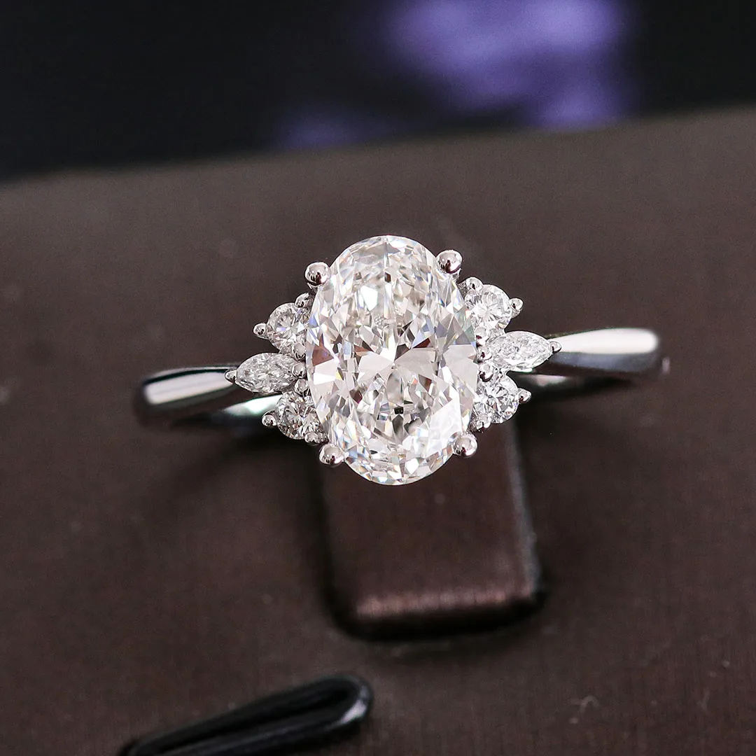 

Provence Oval Cut Lab Grown Diamond Engagement Rings for Women Classic Trendy Wedding Anniversary Rings Custom Fine Jewelry Gift