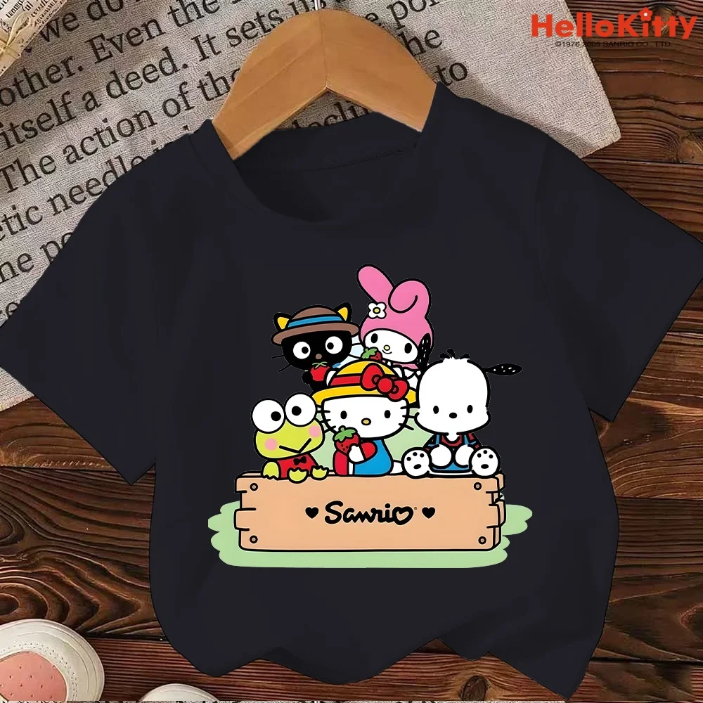 Hello Kitty Cartoon Anime Children's T Shirt Kawaii Sanrio L