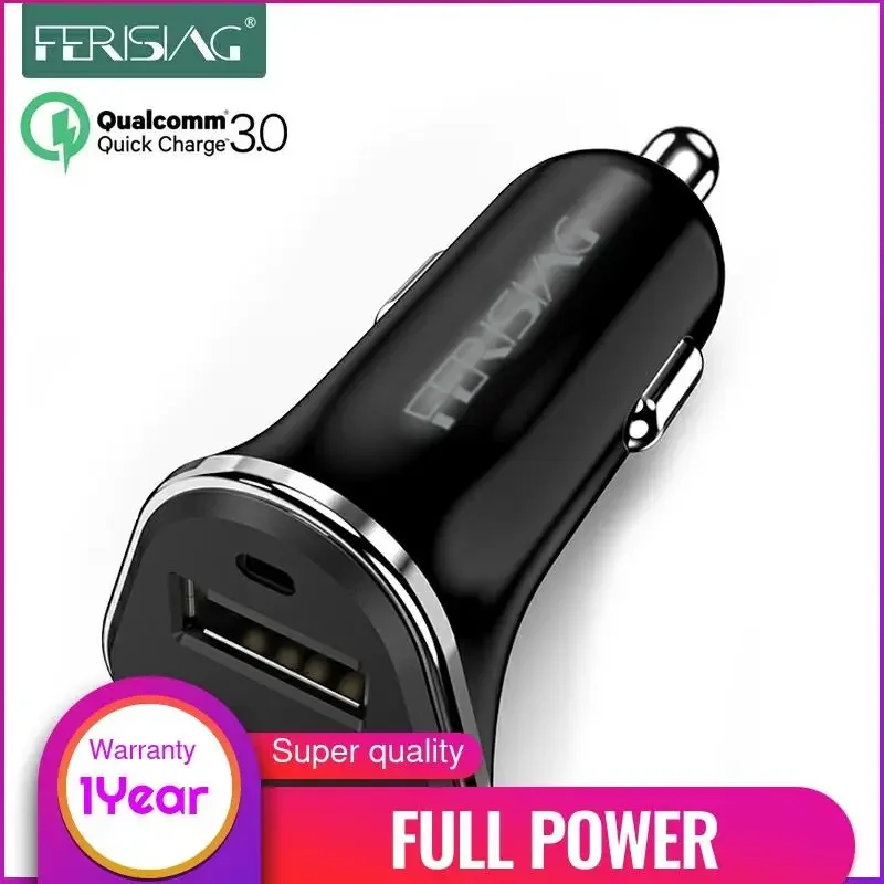 

Ferising Car Charger QC3.0 Qualcomm Quick Charge 3.0 Mobile Phone Car-Charger for iPhone X/Samsung S10/Xiaomi Car Phone Charger