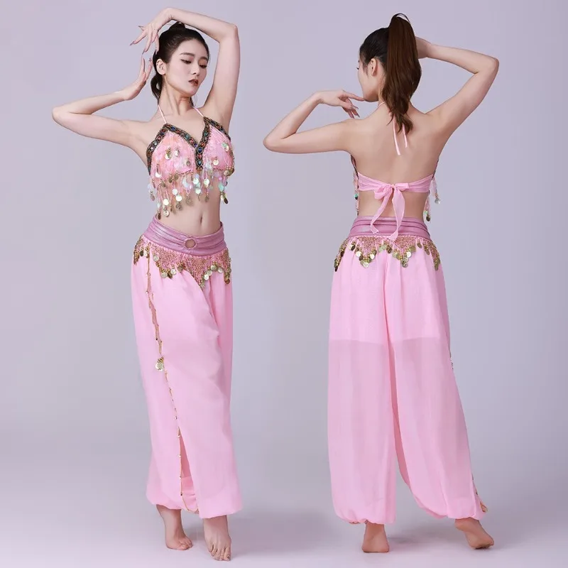 زي أداء الرقص الهندي، زي أداء المسرح، قميص رسن مع مجموعة ترتر وهامش، زي الرقص الشرقي #4