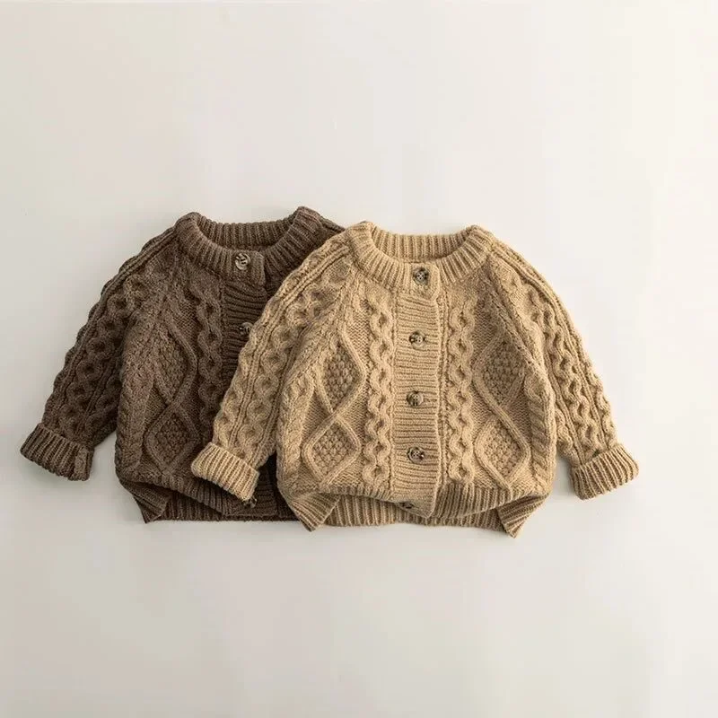 

Fashion New Baby Girl Boy Knit Cardigan Infant Toddler Child Sweater Autumn Winter Spring Knitwear Coat Baby Clothes 12M-7Y