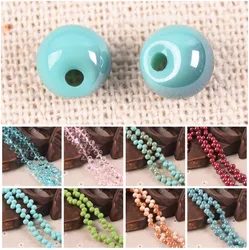 50pcs 8mm Round Asymmetric Hole Crystal & Opaque Glass Loose Spacer Beads lot for Jewelry Making DIY Crafts