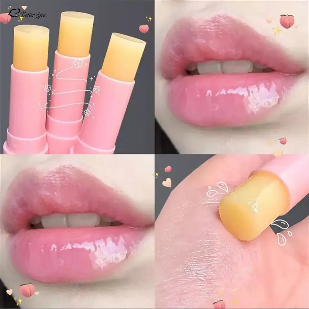 Natural Peach Lip Balm Temperature Change Color Lipstick Moisturizing Hydrates Long-lasting Lip Care Tools Make Up Cosmetics