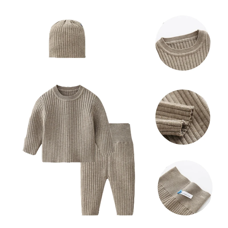 3PCS/Lot Baby Boy Clothes Set Soft Knitted Sweater+Hat+Pants Autumn Fashion Baby Boys Clothes Infant Bebe Clothig Outfits